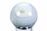 Polished Banded Blue Lace Agate Sphere - Namibia #360322-1